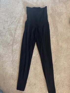 A Pea in the Pod Black Maternity Leggings with High Waist Panel